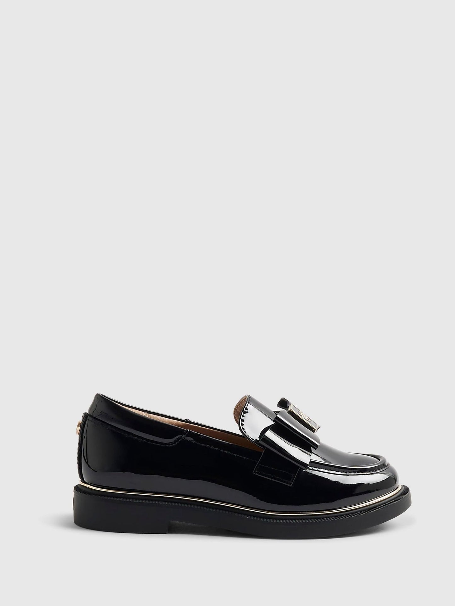 River Island Black Back To School Bow Loafers image 1