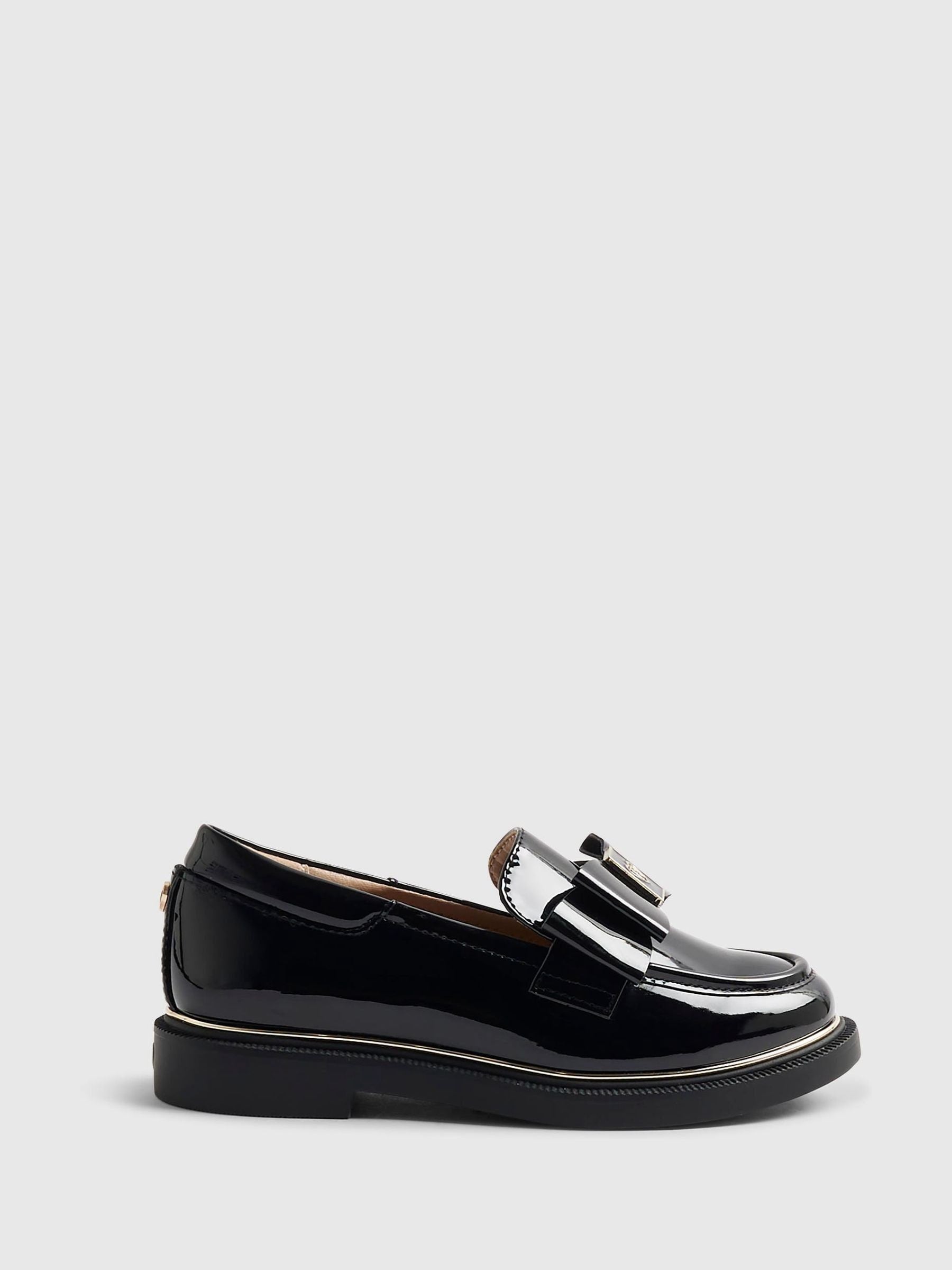 River Island Black Back To School Bow Loafers image 1
