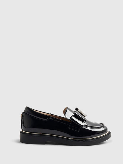 River Island Black Back To School Bow Loafers image 1