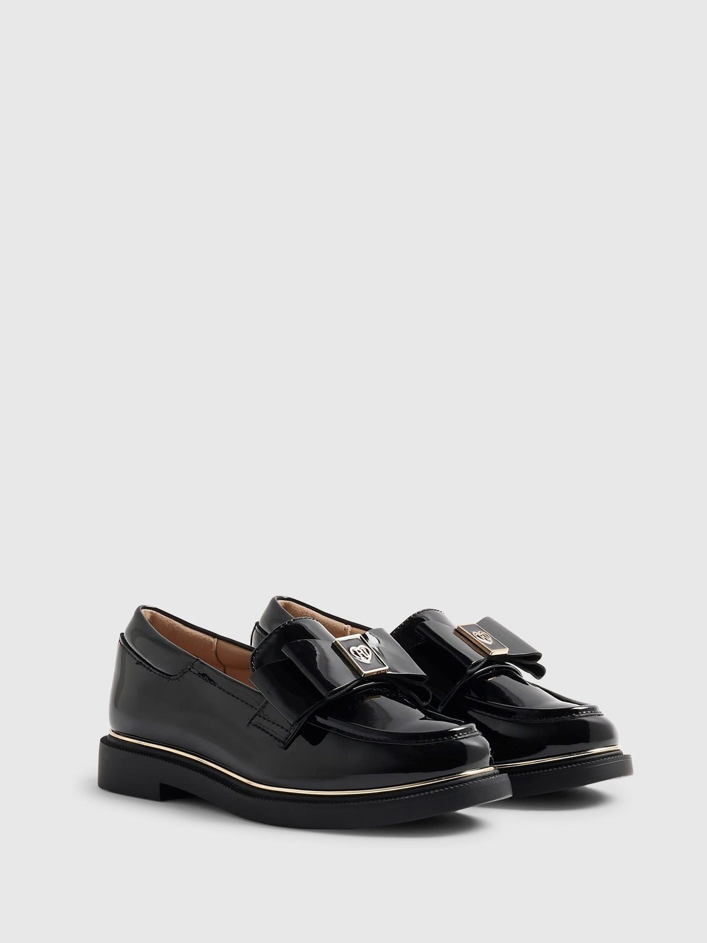 River Island Black Back To School Bow Loafers image 2