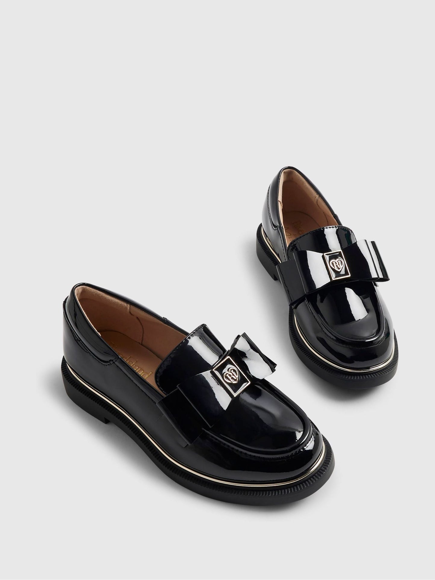 River Island Black Back To School Bow Loafers image 3