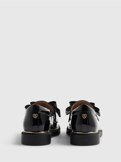 River Island Black Back To School Bow Loafers image 4