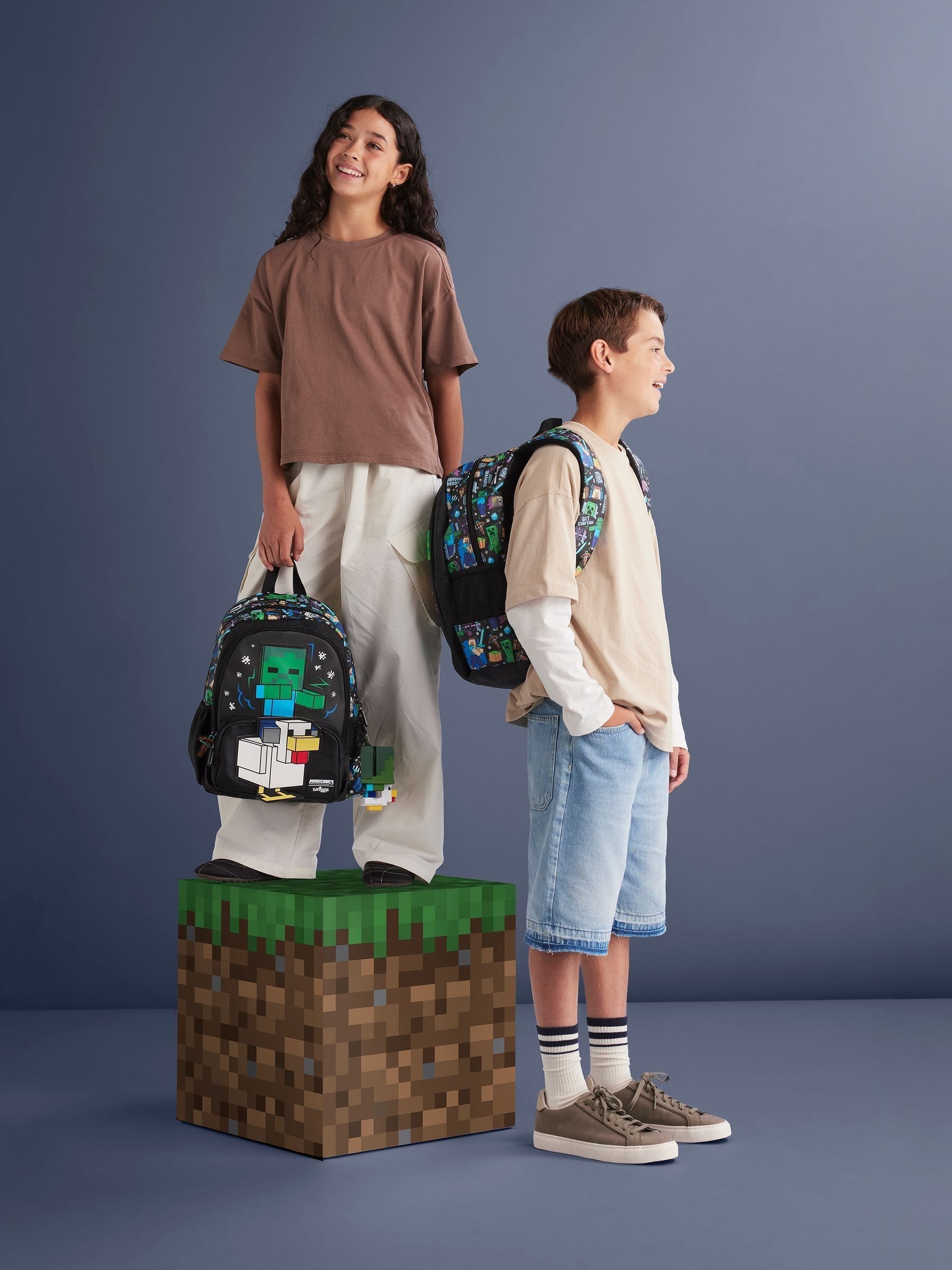 Smiggle Black Minecraft Junior Character Backpack image 1