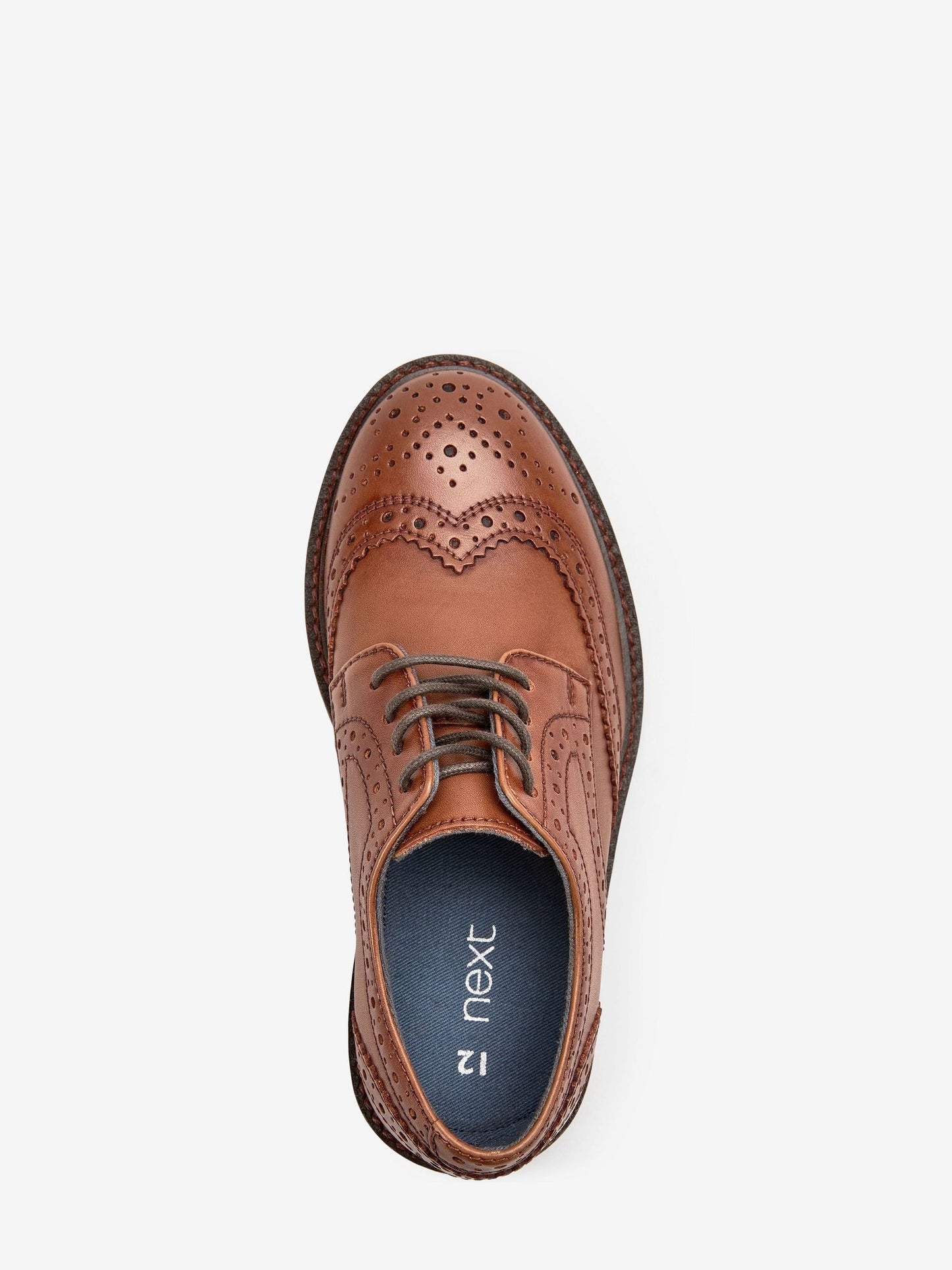 Tan Brown Wide Fit (G) Leather Laceup Brogue Shoes image 3