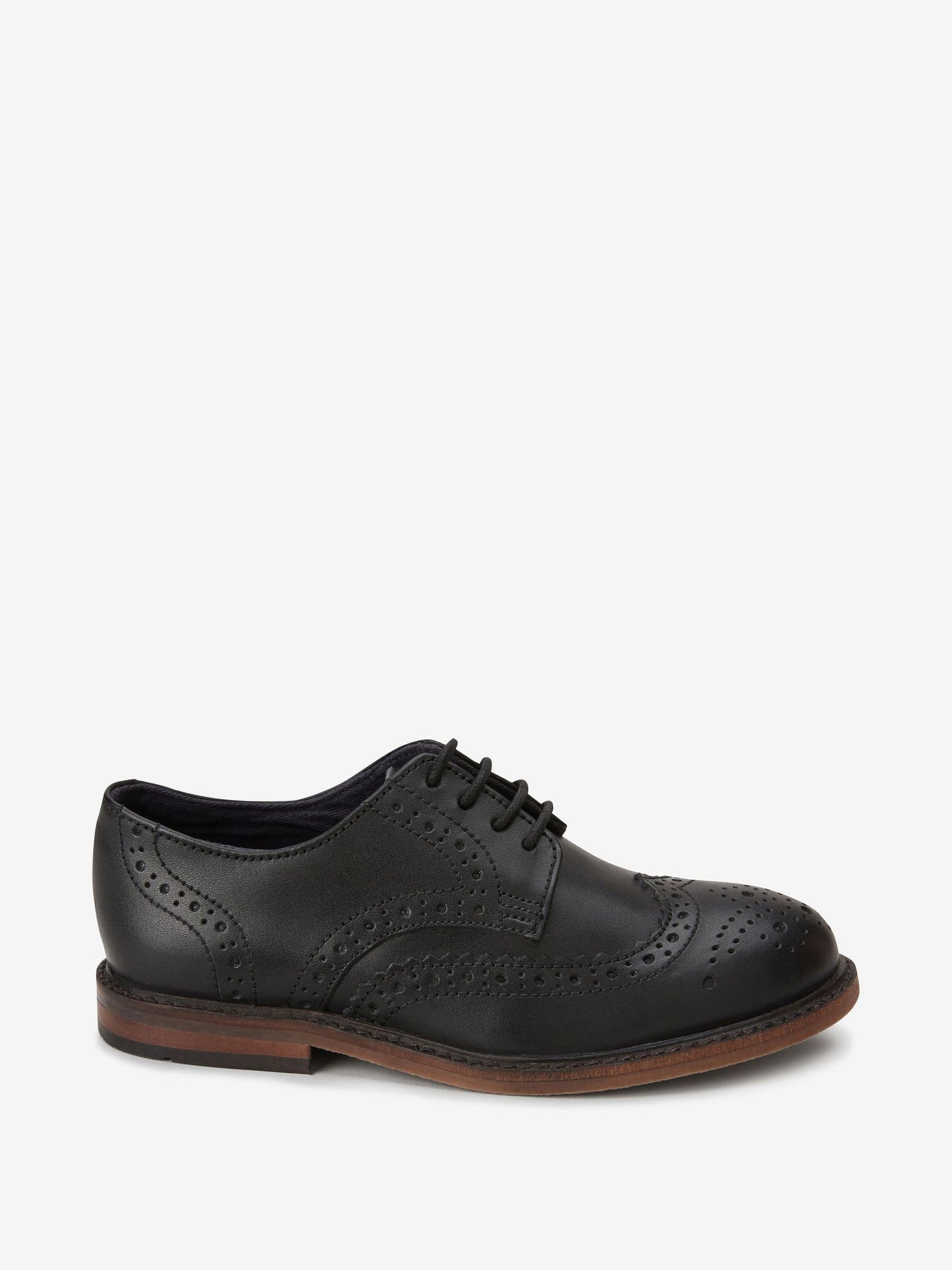 Black Wide Fit (G) Leather Laceup Brogue Shoes image 1
