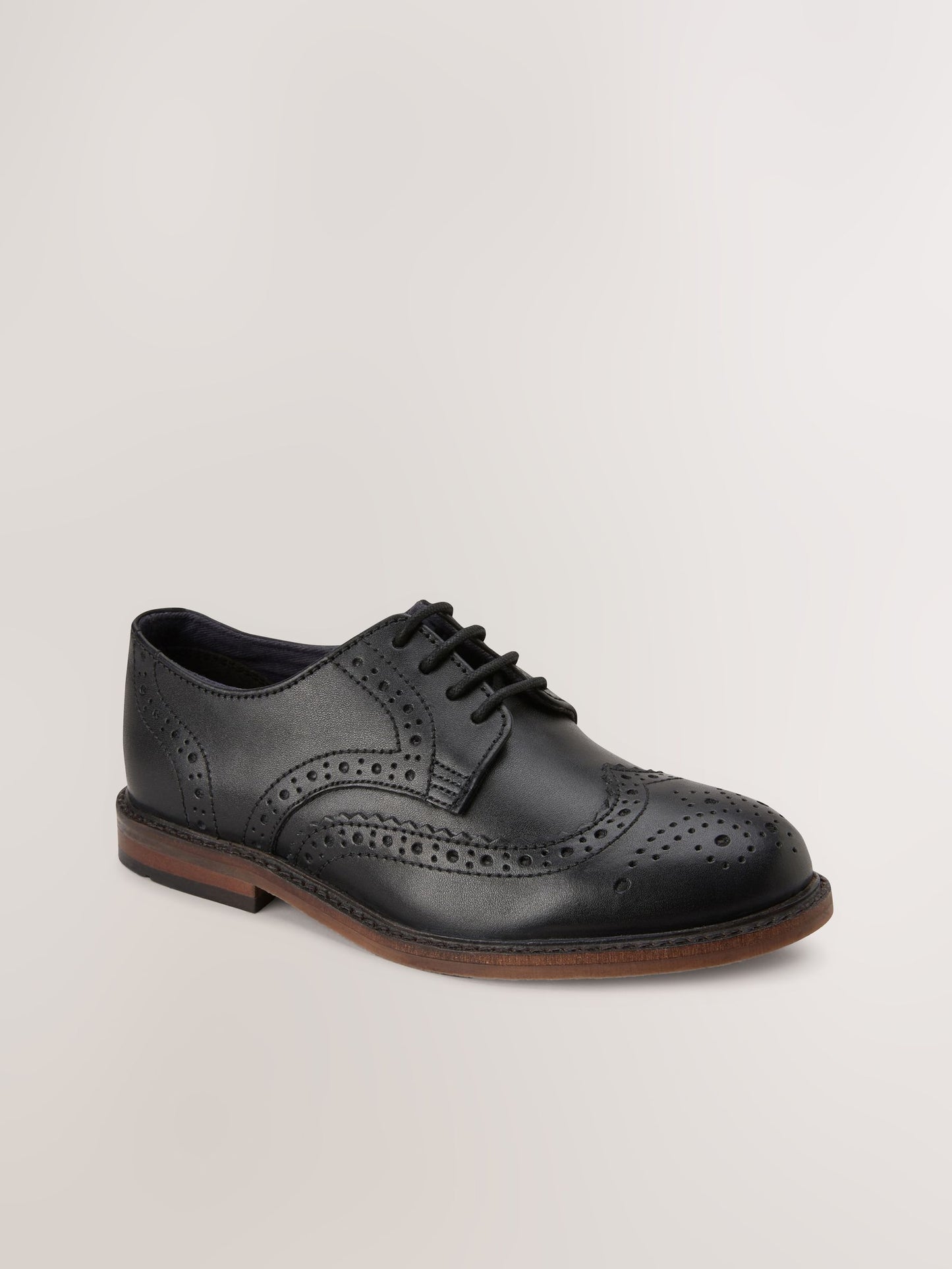 Black Wide Fit (G) Leather Laceup Brogue Shoes image 5