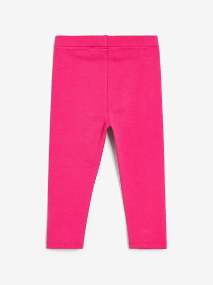 Bright Pink Plain Leggings (3mths-7yrs) image 2