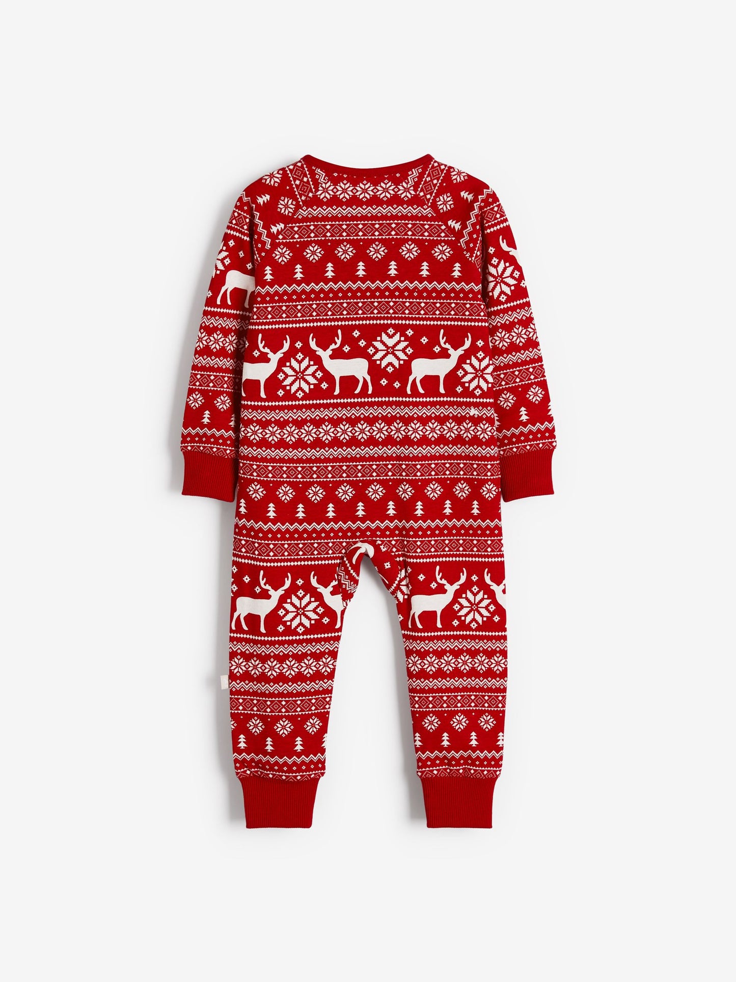 The Little Tailor Red Baby 100% Cotton Reindeer Christmas Fairisle Pattern All-In-One image 4