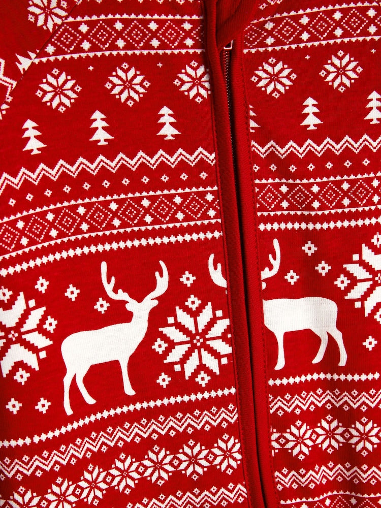 The Little Tailor Baby 100% Cotton Reindeer Christmas Fairisle Pattern All-In-