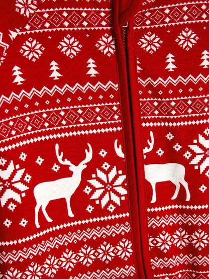 The Little Tailor Baby 100% Cotton Reindeer Christmas Fairisle Pattern All-In-