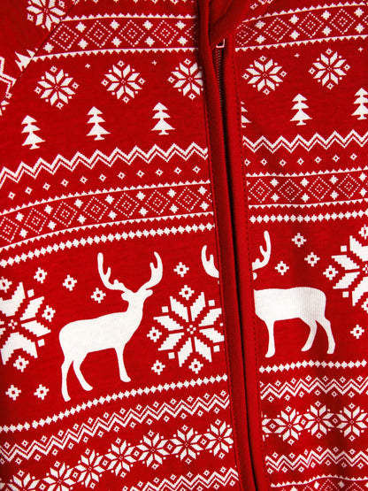 The Little Tailor Red Baby 100% Cotton Reindeer Christmas Fairisle Pattern All-In-One image 5