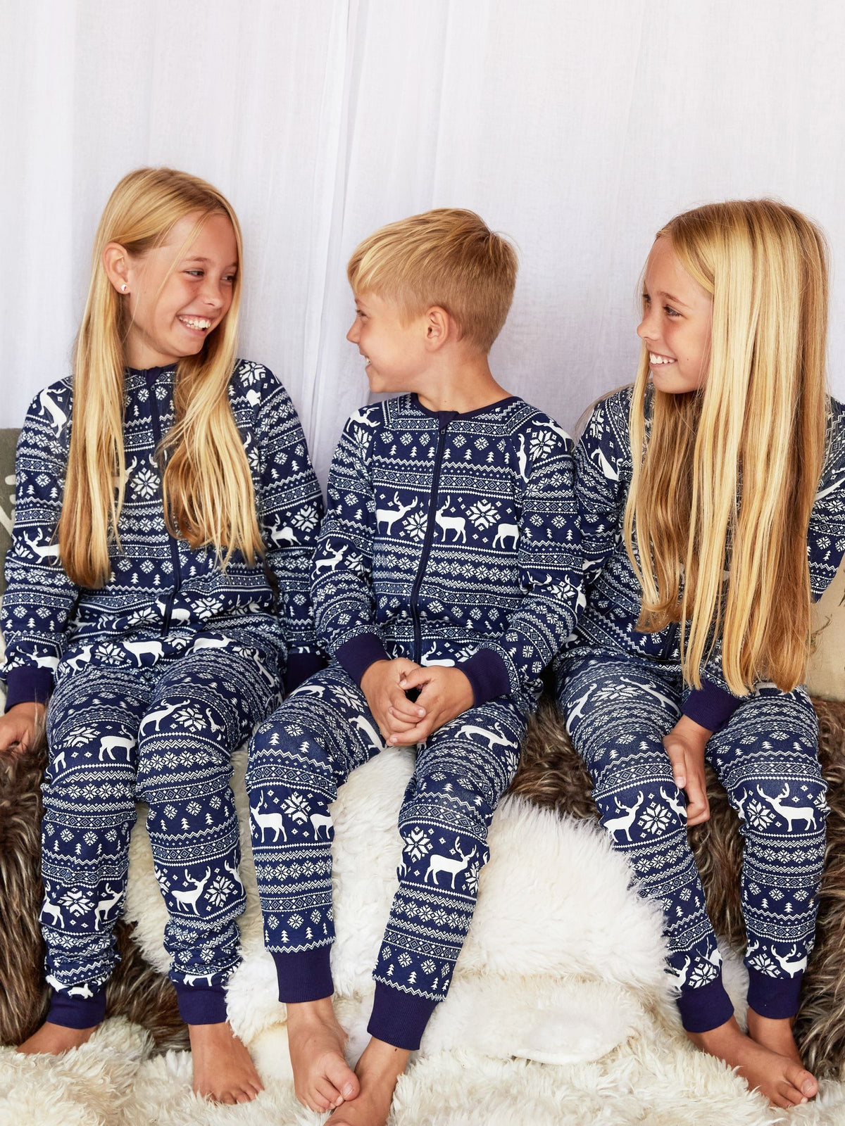 The Little Tailor Blue Reindeer Christmas Fairisle Pattern 100% Cotton All-In-One - image 4