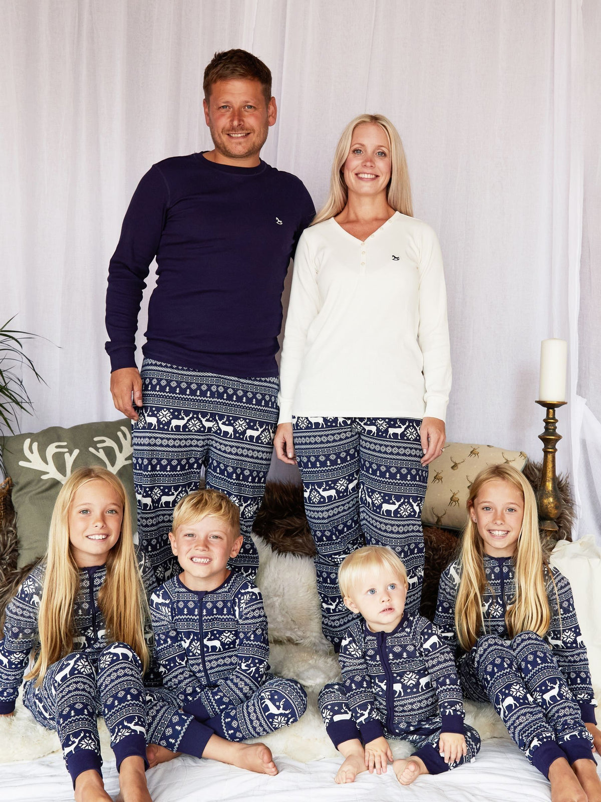 The Little Tailor Blue Reindeer Christmas Fairisle Pattern 100% Cotton All-In-One - image 5