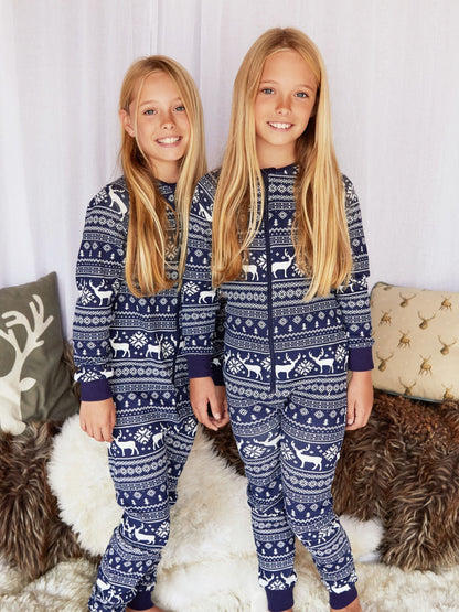 The Little Tailor Blue Reindeer Christmas Fairisle Pattern 100% Cotton All-In-One - image 6