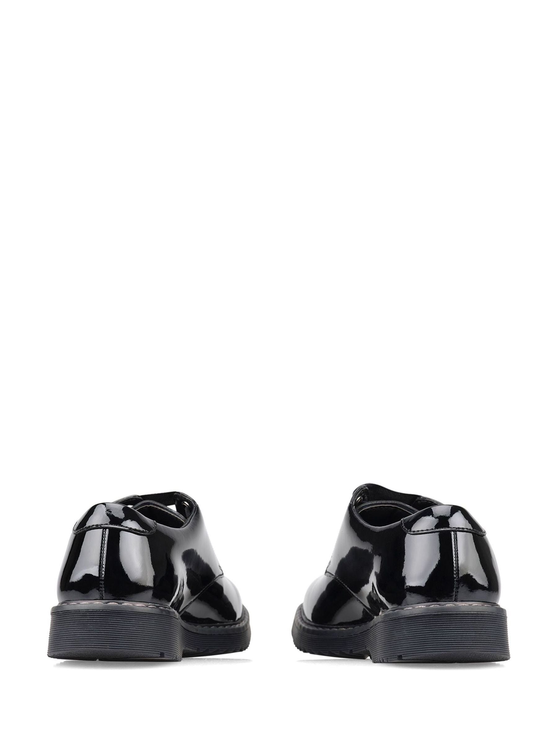 Start Rite Black Shiny Patent Standard Fit Closed Lace Up Stitch Down Chunky Soled School Shoes image 3