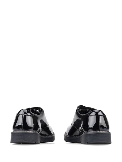 Start Rite Black Shiny Patent Standard Fit Closed Lace Up Stitch Down Chunky Soled School Shoes image 3