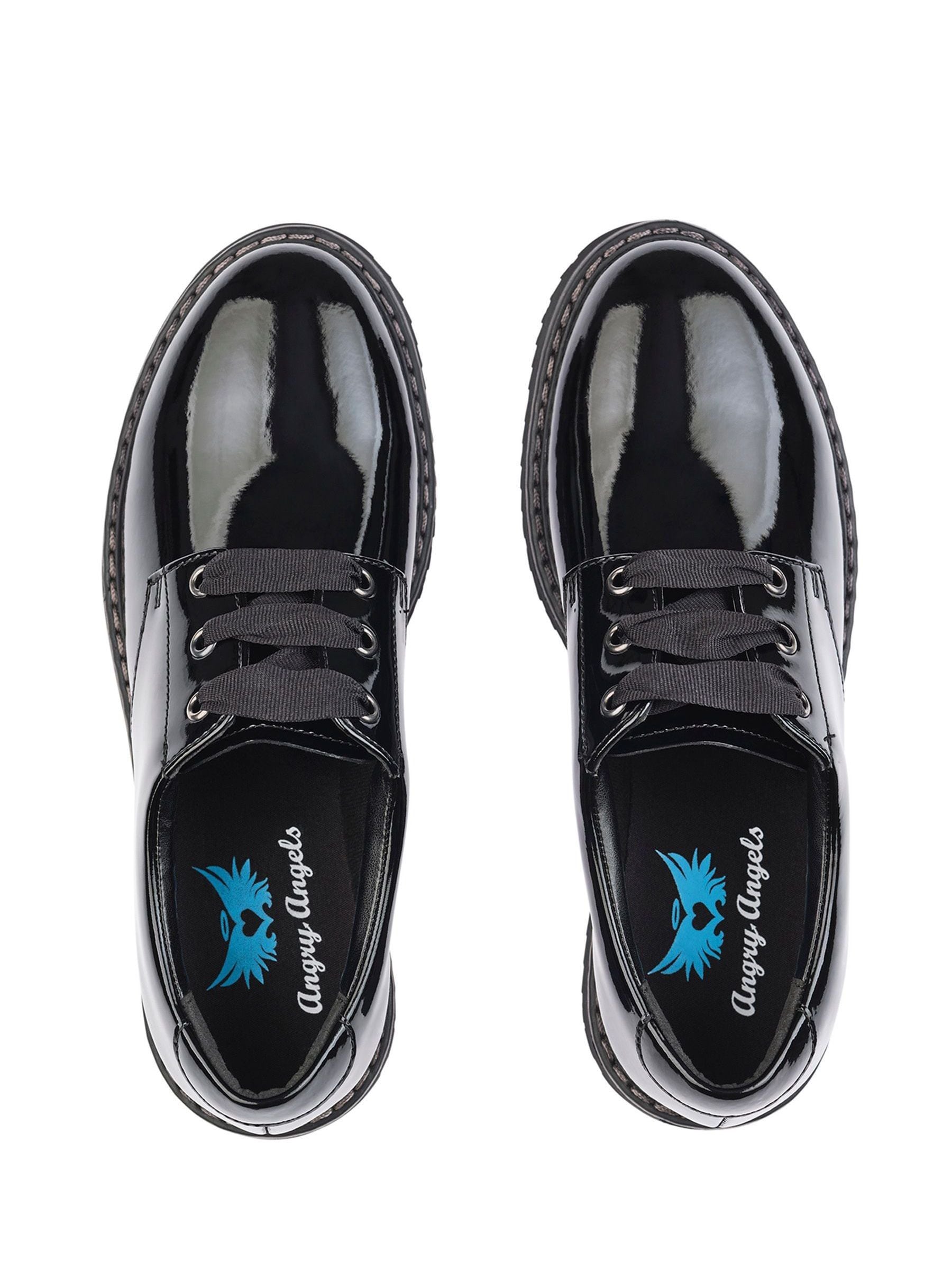 Start Rite Black Shiny Patent Standard Fit Closed Lace Up Stitch Down Chunky Soled School Shoes image 4