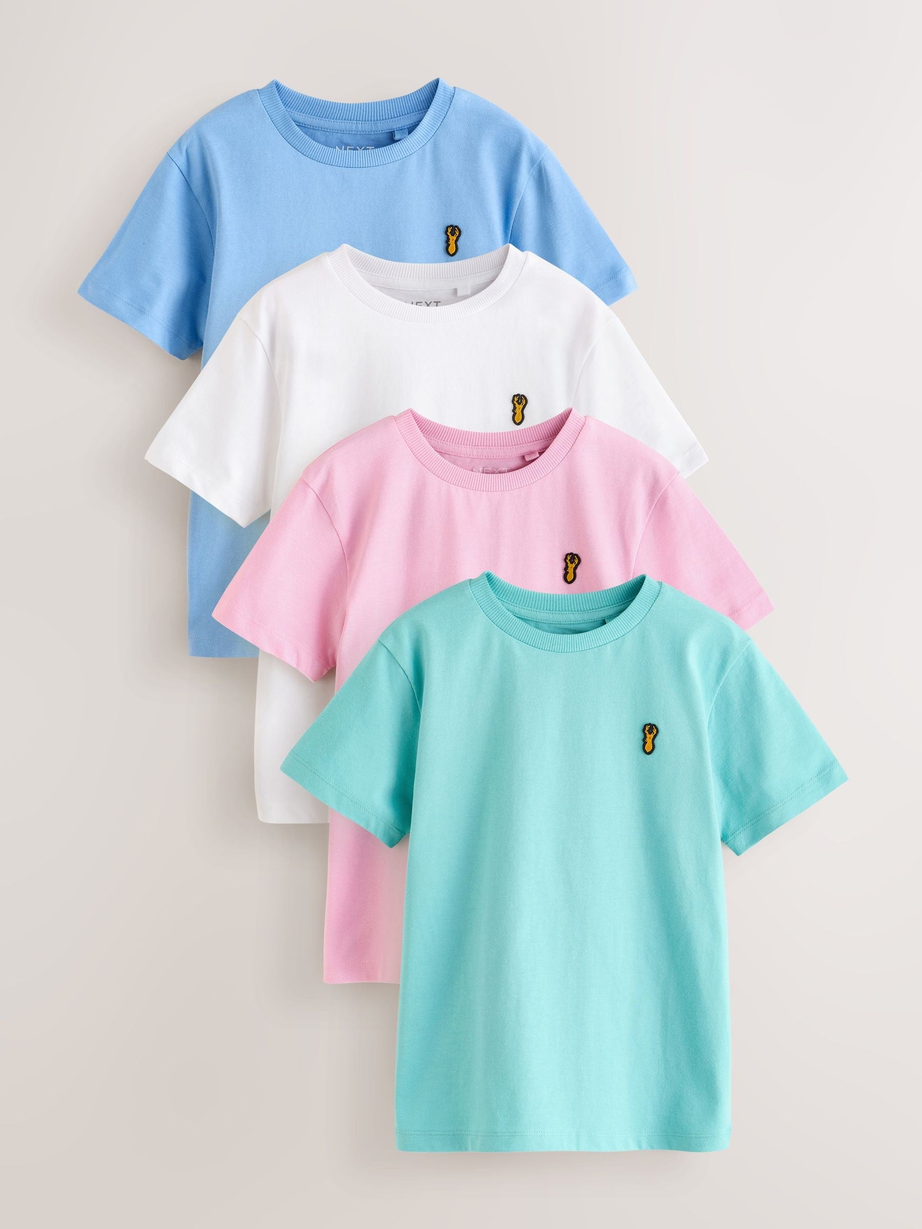 Dsiney Kidz - Pastels Short Sleeve Stag Embroidered T-Shirts 4 Pack (3-16yrs) image 1
