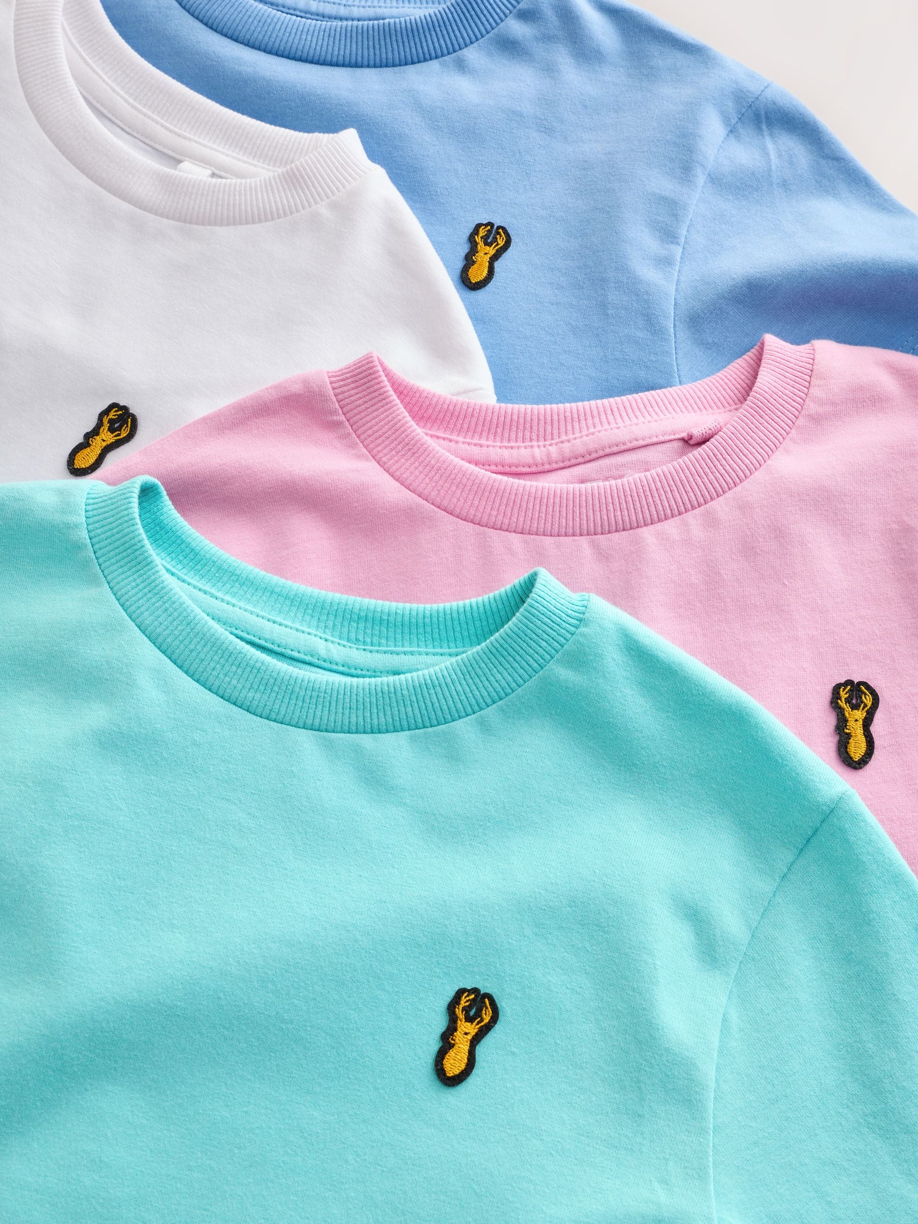 Dsiney Kidz - Pastels Short Sleeve Stag Embroidered T-Shirts 4 Pack (3-16yrs) image 7