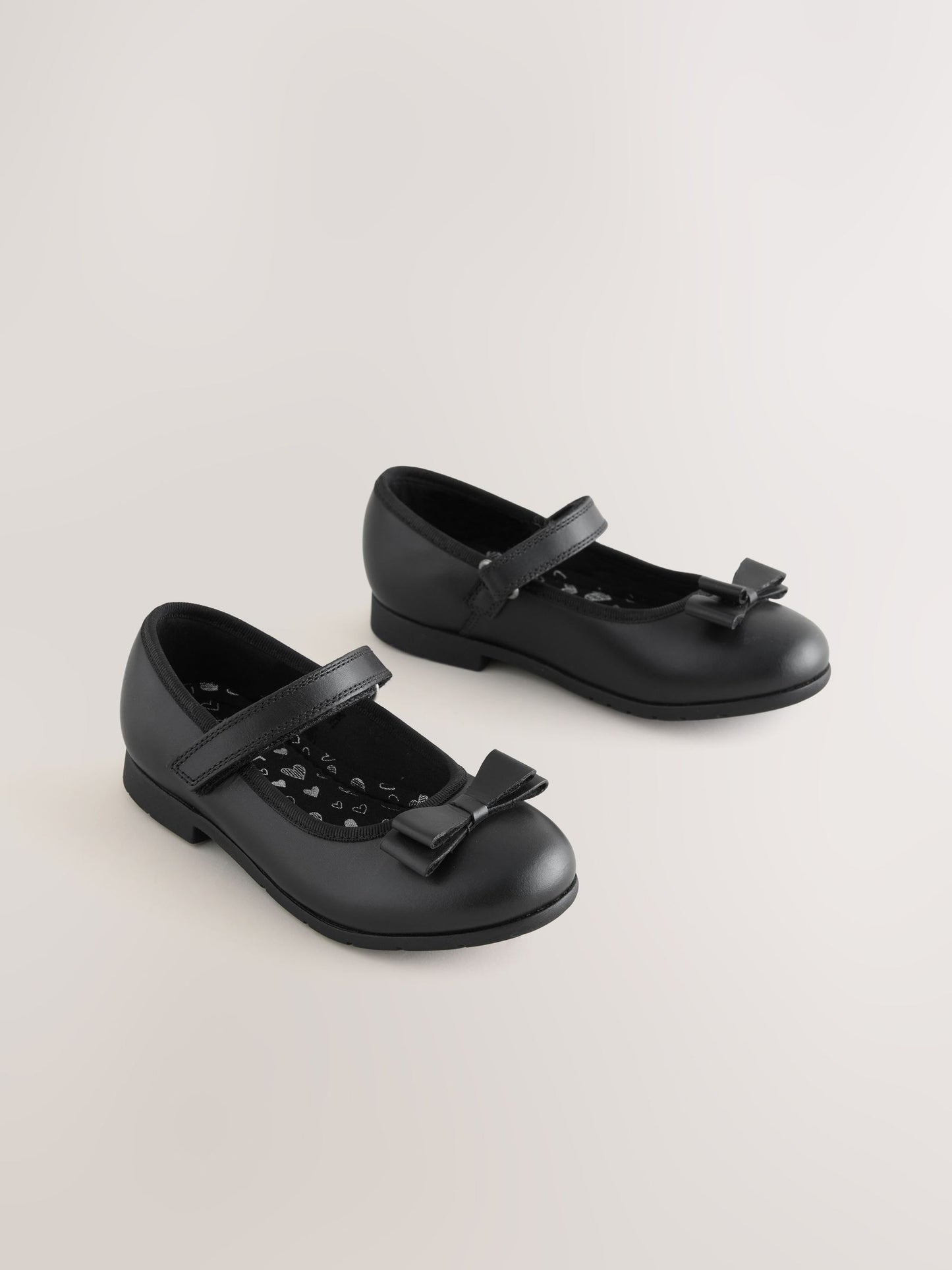 Black Matt Wide Fit (G) School Leather Bow Mary Jane Shoes image 1