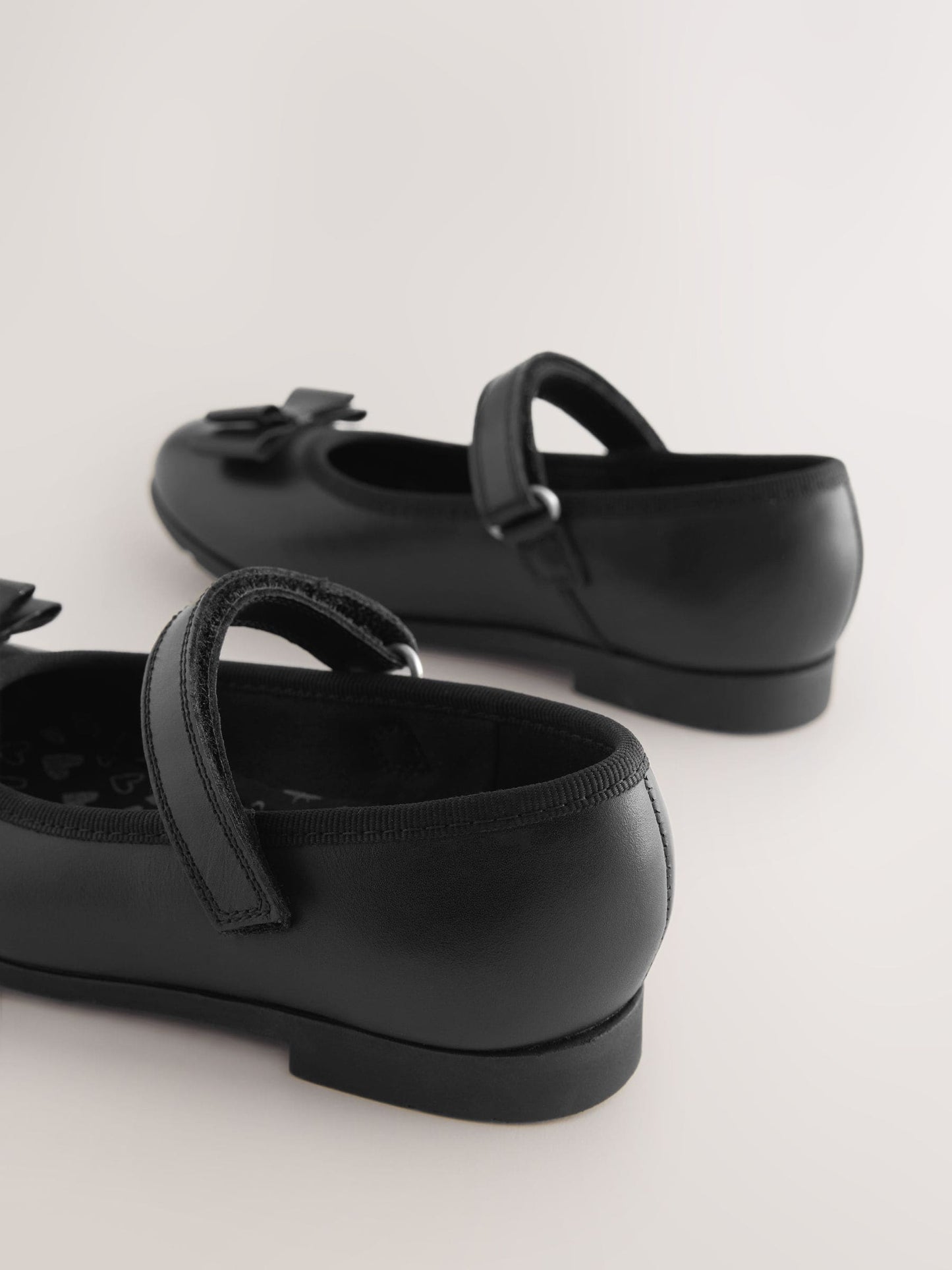 Black Matt Wide Fit (G) School Leather Bow Mary Jane Shoes image 7