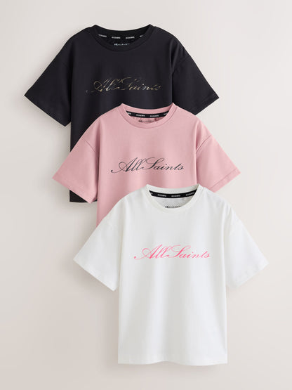 smALLSAINTS Pink/Black Script Logo T-Shirts 3 Pack - image 1