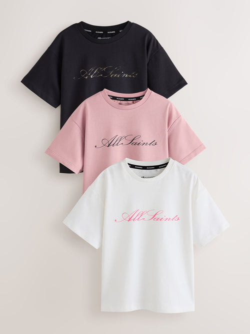 smALLSAINTS Pink/Black Script Logo T-Shirts 3 Pack - image 1