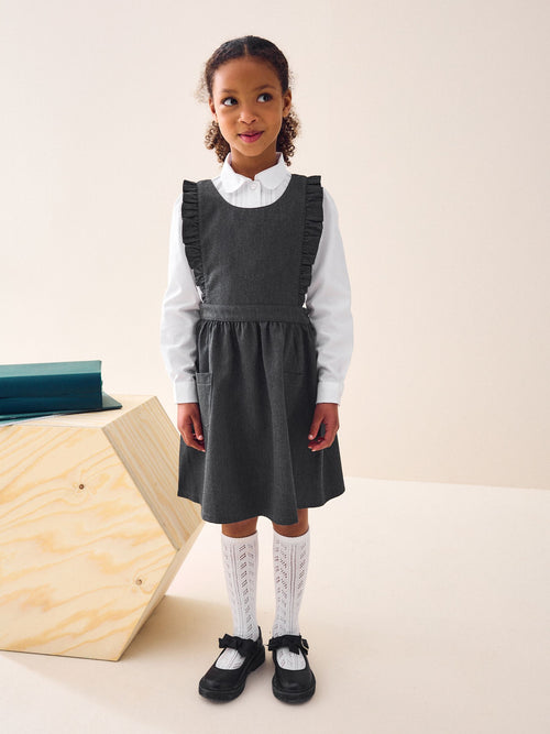 Dsiney Kidz - Grey Ruffle Detail Pinafore School Dress (3-14yrs) image 1