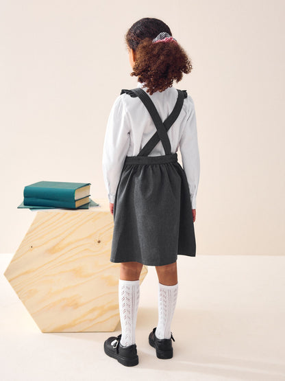 Grey Ruffle Detail Pinafore School Dress (3-14yrs) image 3