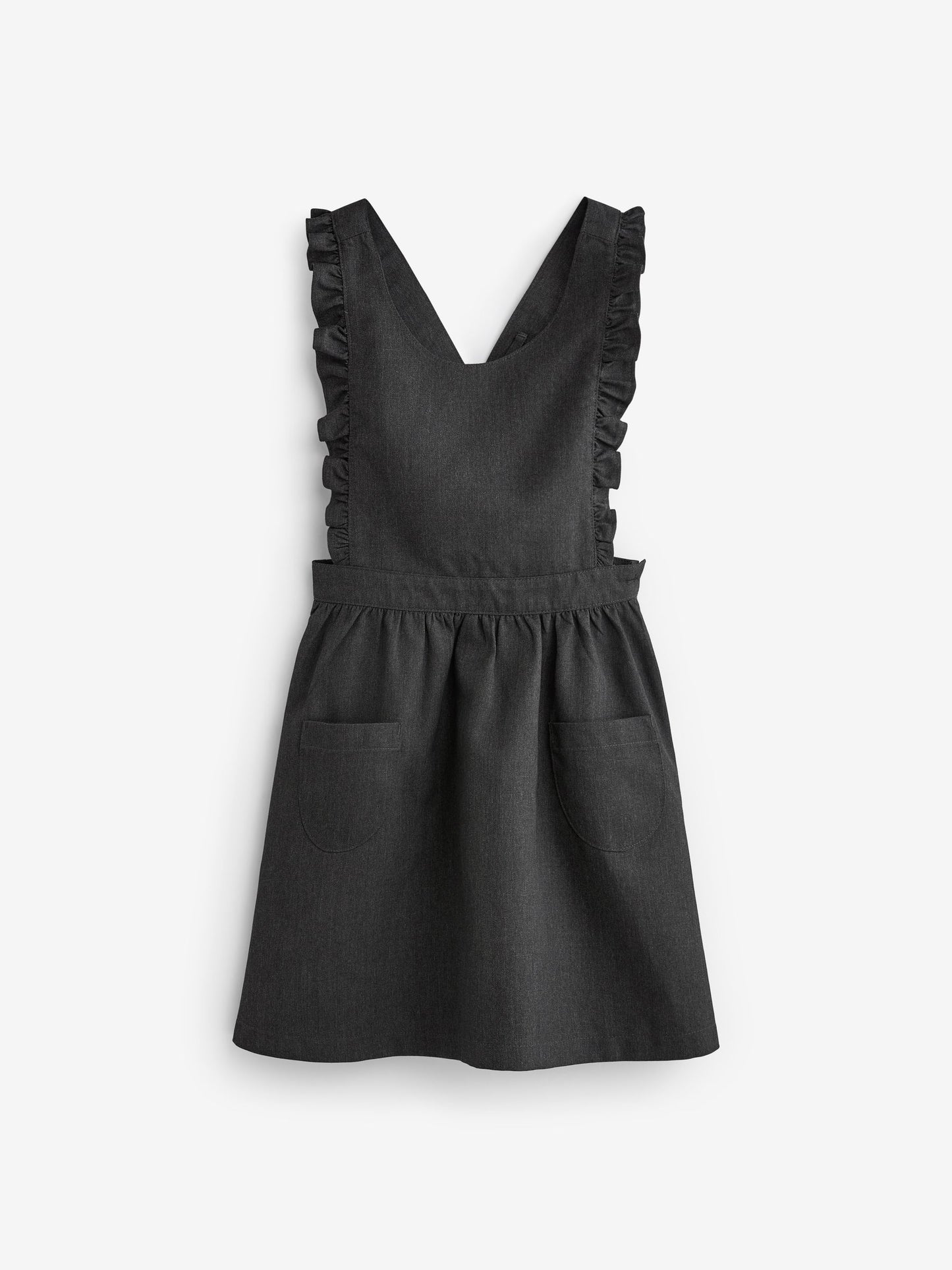 Grey Ruffle Detail Pinafore School Dress (3-14yrs) image 5