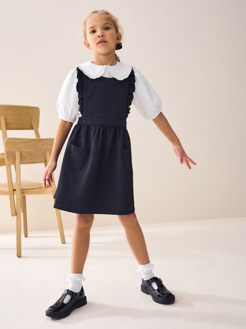 Dsiney Kidz - Navy Blue Ruffle Detail Pinafore School Dress (3-14yrs) image 1