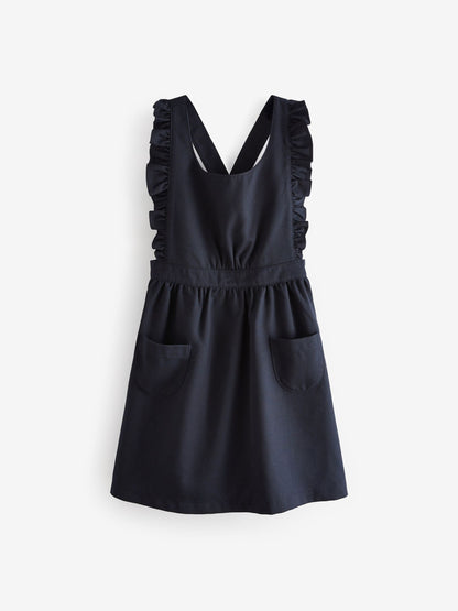 Navy Blue Ruffle Detail Pinafore School Dress (3-14yrs) image 5
