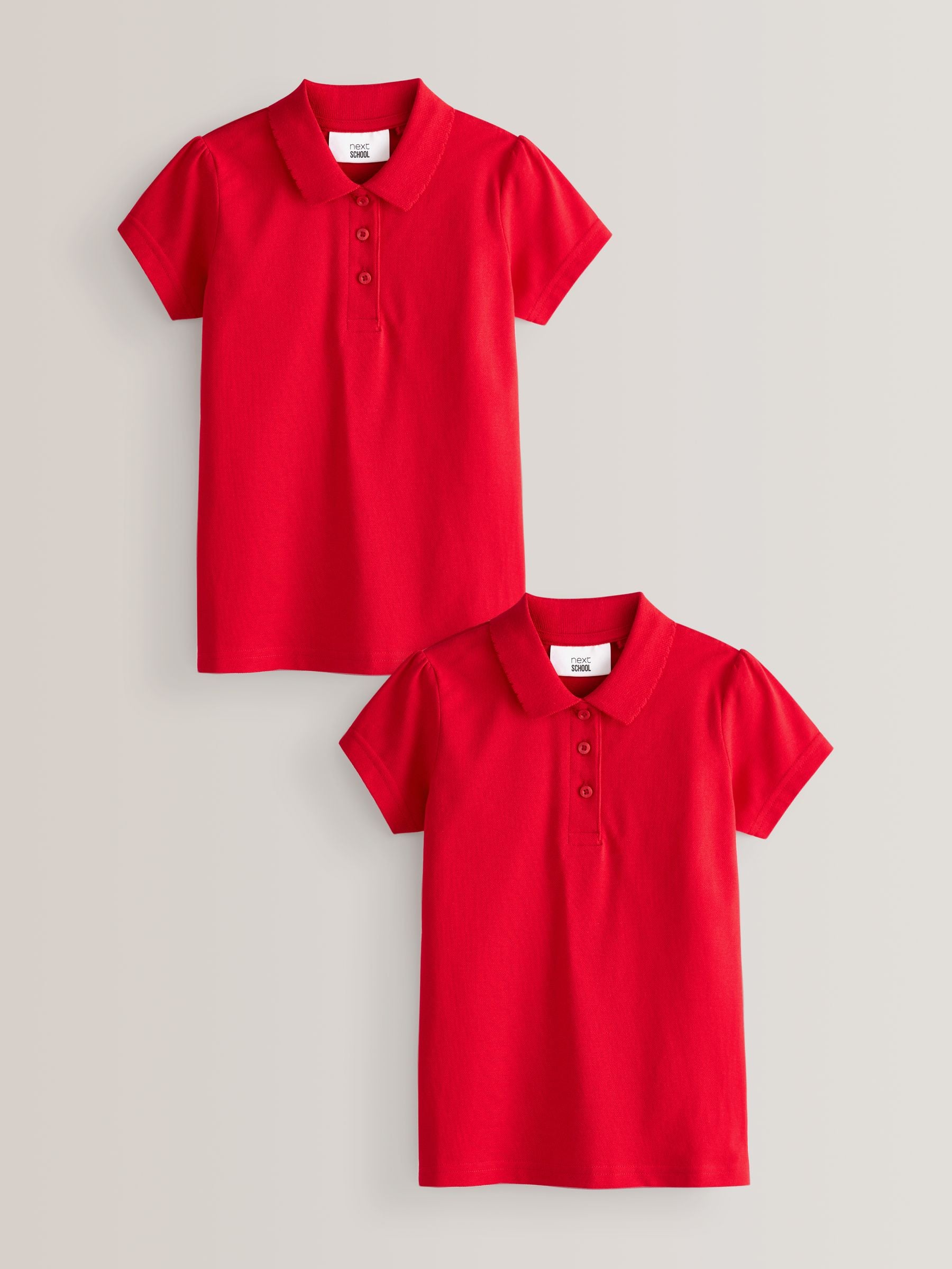 Dsiney Kidz - Red Regular Fit Girls 2 Pack Cotton Short Sleeve Polo Shirts (3-16yrs) image 1
