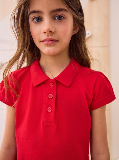 Dsiney Kidz - Red Regular Fit Girls 2 Pack Cotton Short Sleeve Polo Shirts (3-16yrs) image 6