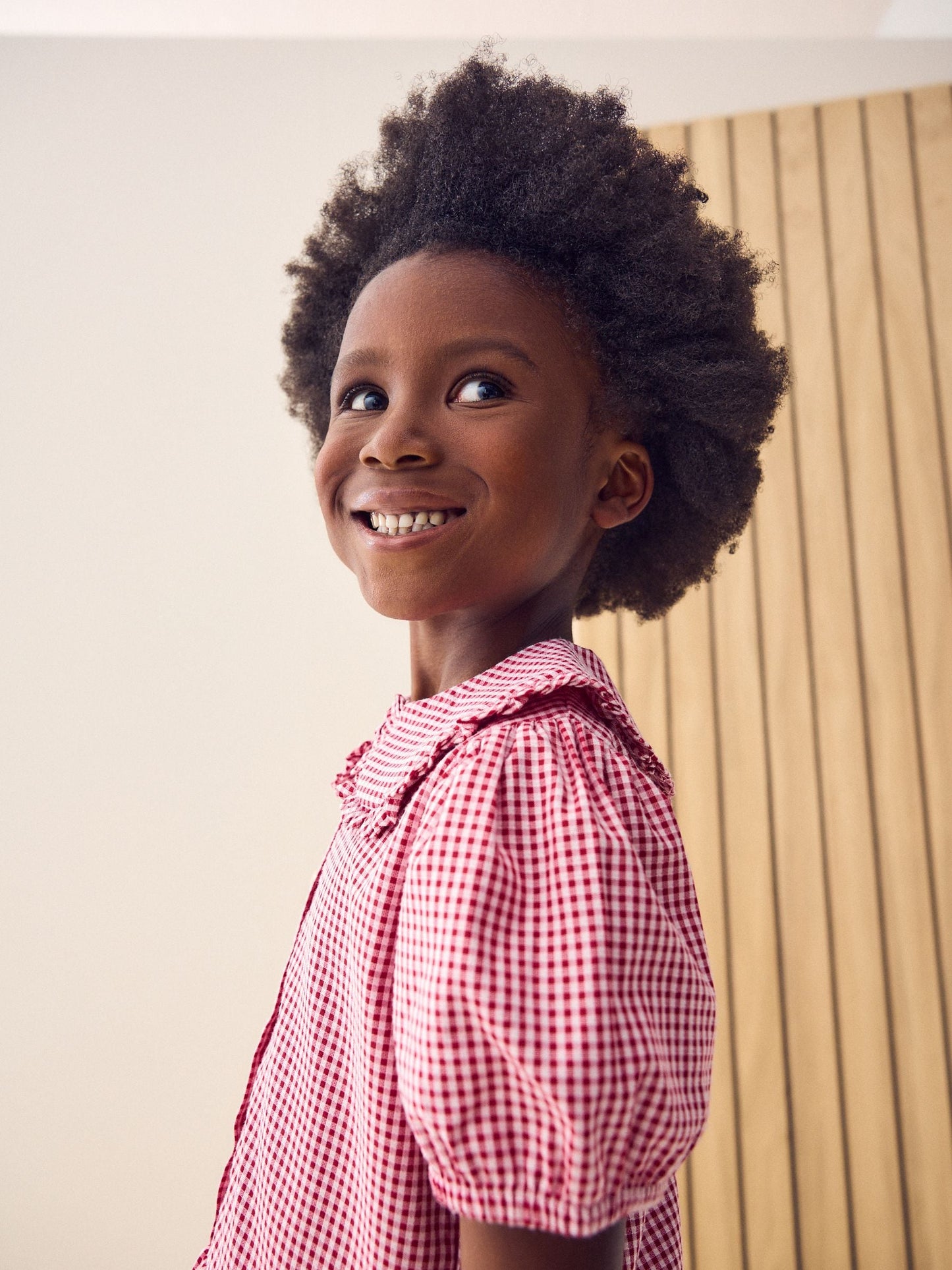 Red Cotton Rich School Gingham Tiered Pretty Collar Dress (3-14yrs) image 4