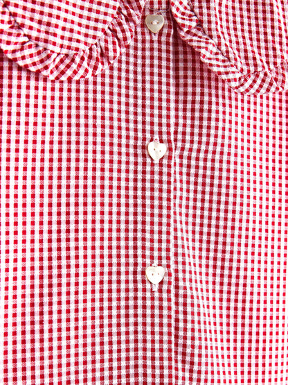 Red Cotton Rich School Gingham Tiered Pretty Collar Dress (3-14yrs) image 7
