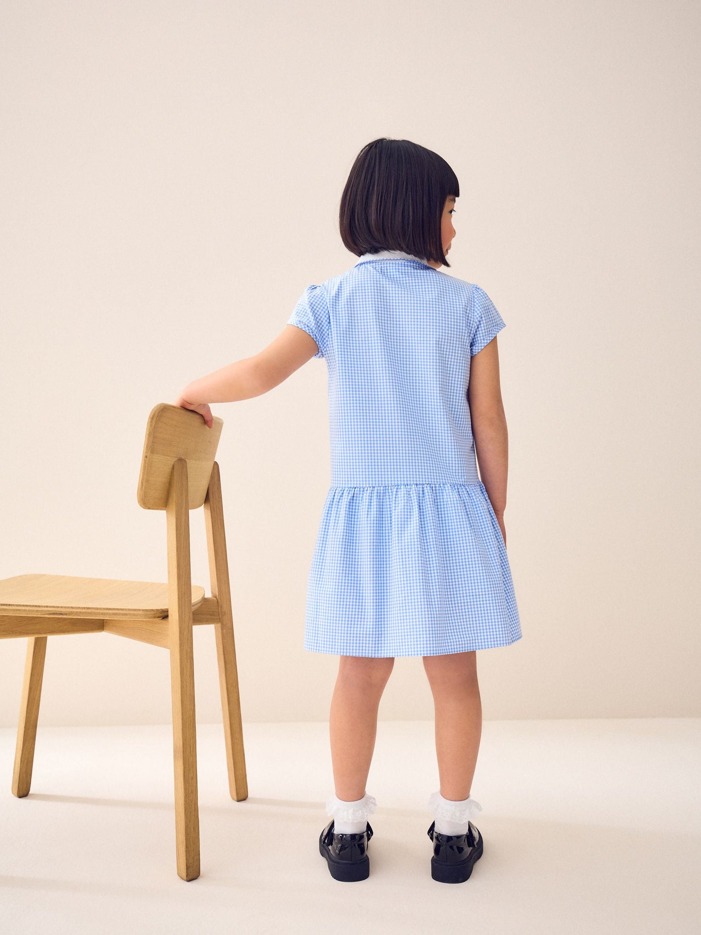 Blue Zip Front Cotton Rich Gingham School Dress (3-14yrs) image 3
