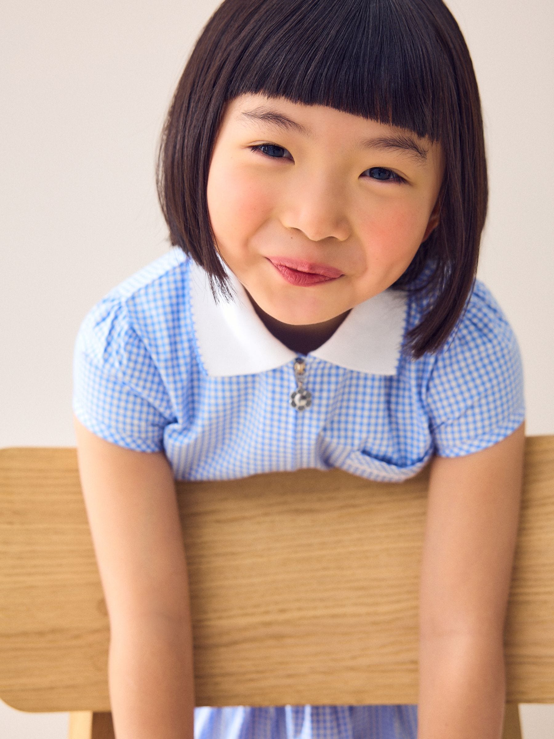 Blue Zip Front Cotton Rich Gingham School Dress (3-14yrs) image 4