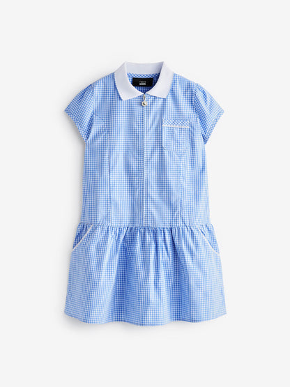 Blue Zip Front Cotton Rich Gingham School Dress (3-14yrs) image 5