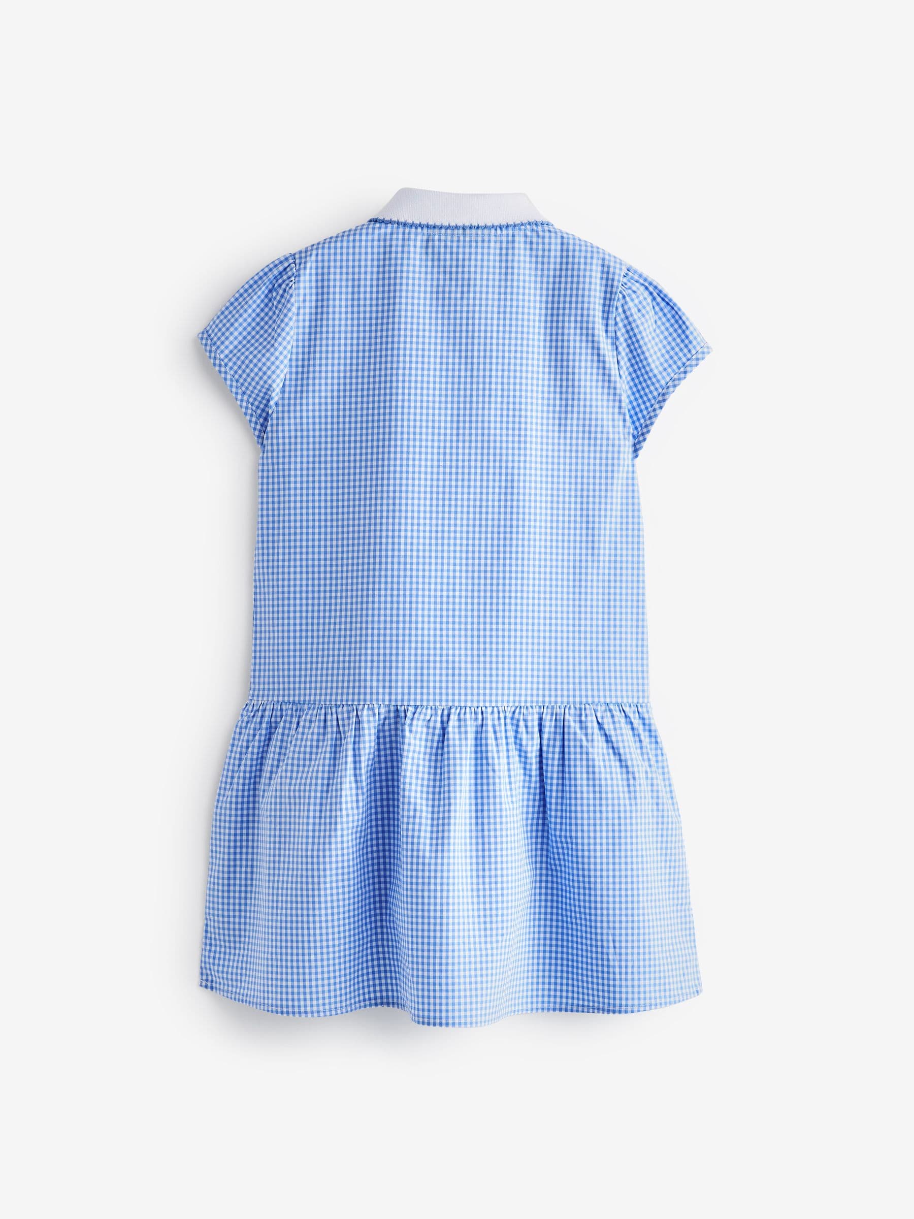 Blue Zip Front Cotton Rich Gingham School Dress (3-14yrs) image 6