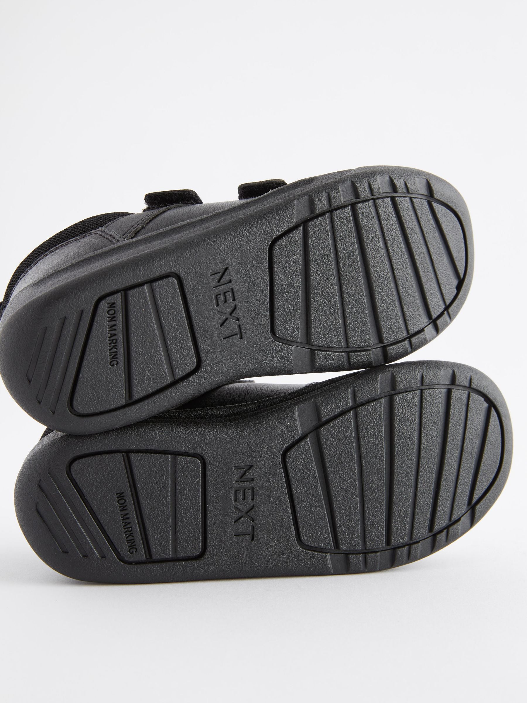 Black Standard Fit (F) Double Strap Touch Fastening School Trainers image 10