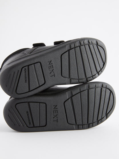 Black Standard Fit (F) Double Strap Touch Fastening School Trainers image 10