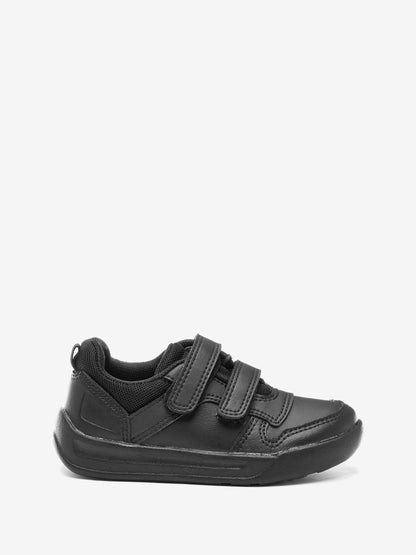 Black Standard Fit (F) Double Strap Touch Fastening School Trainers image 3