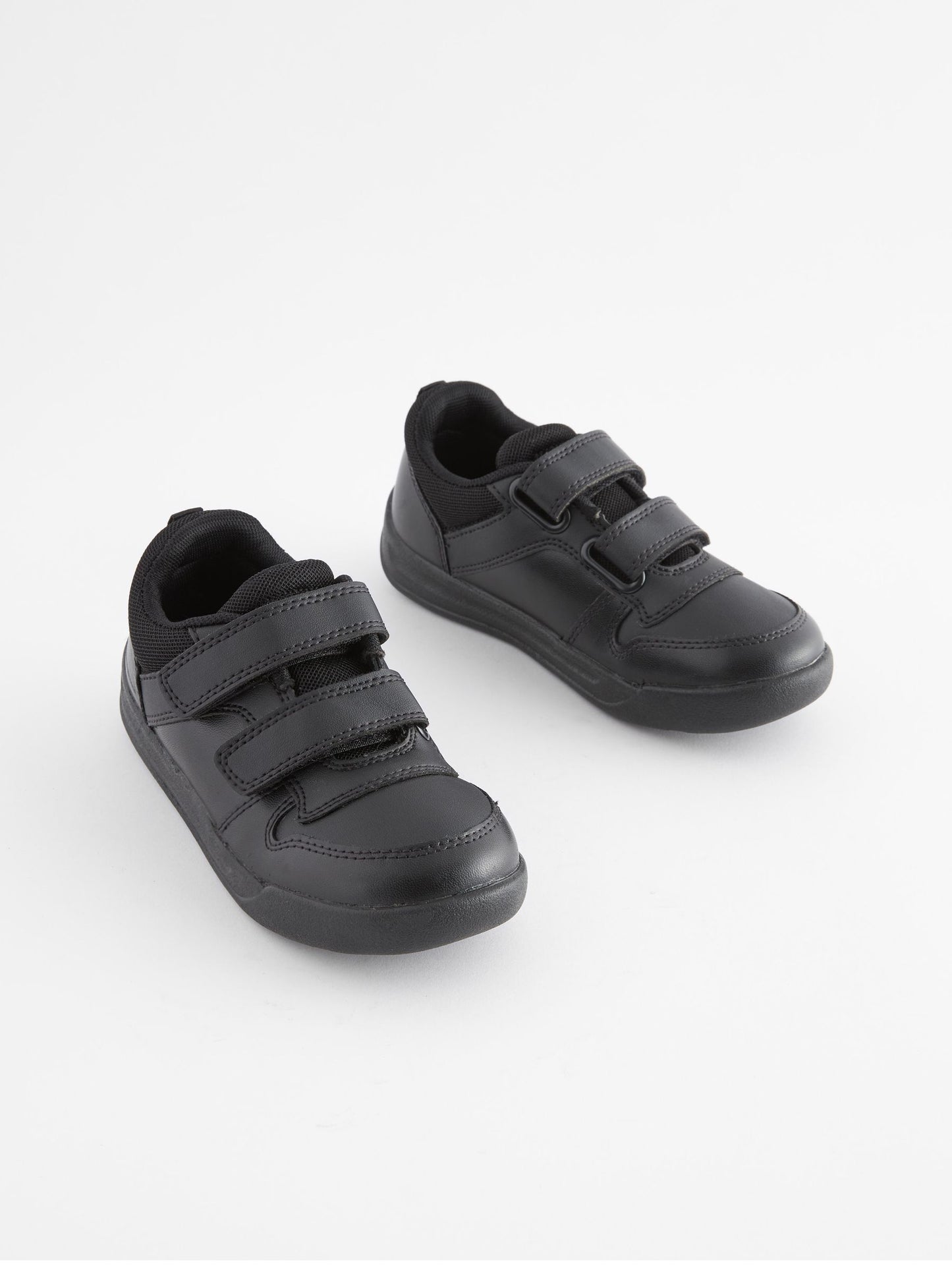 Black Standard Fit (F) Double Strap Touch Fastening School Trainers image 5