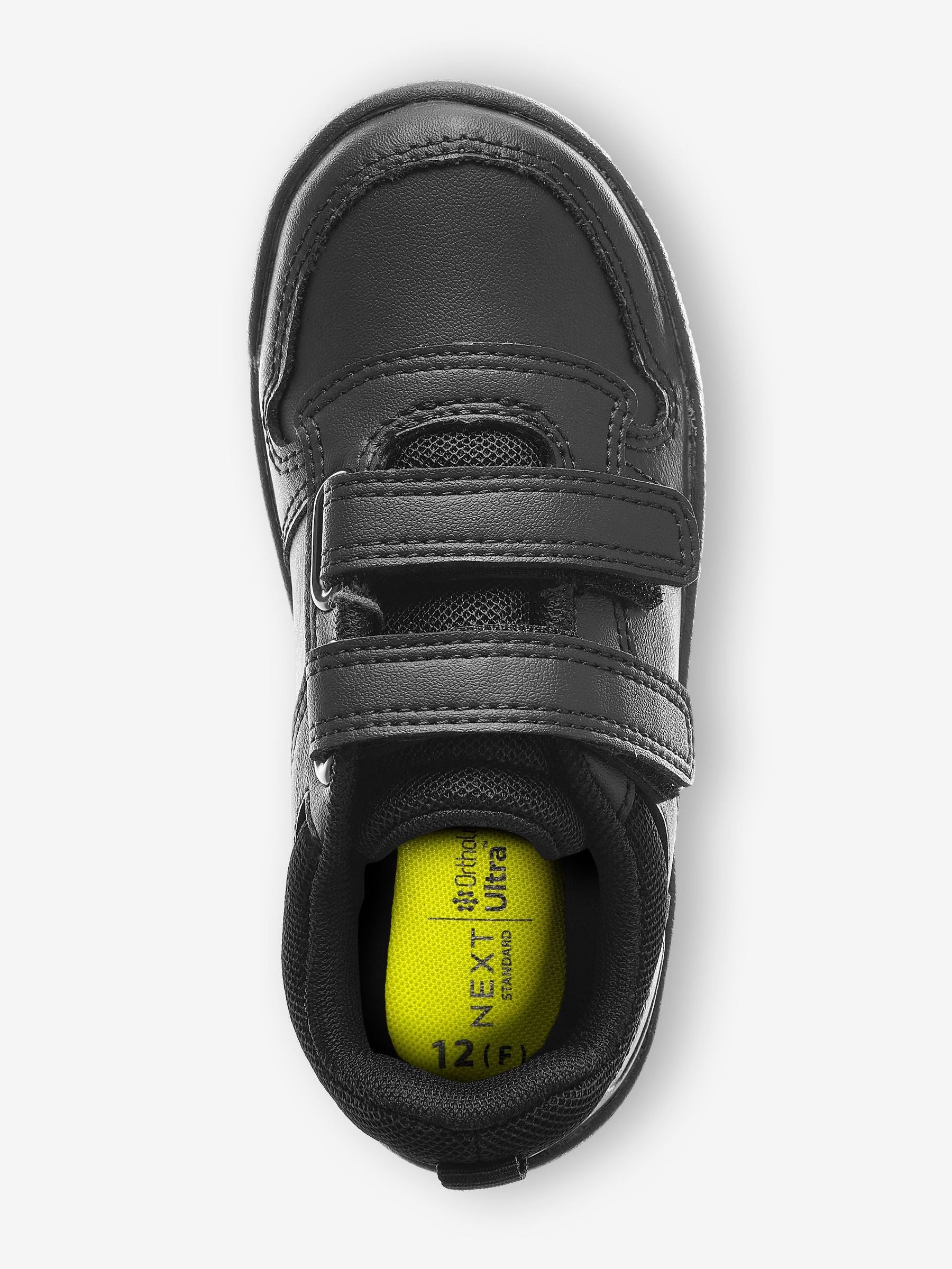 Black Standard Fit (F) Double Strap Touch Fastening School Trainers image 6
