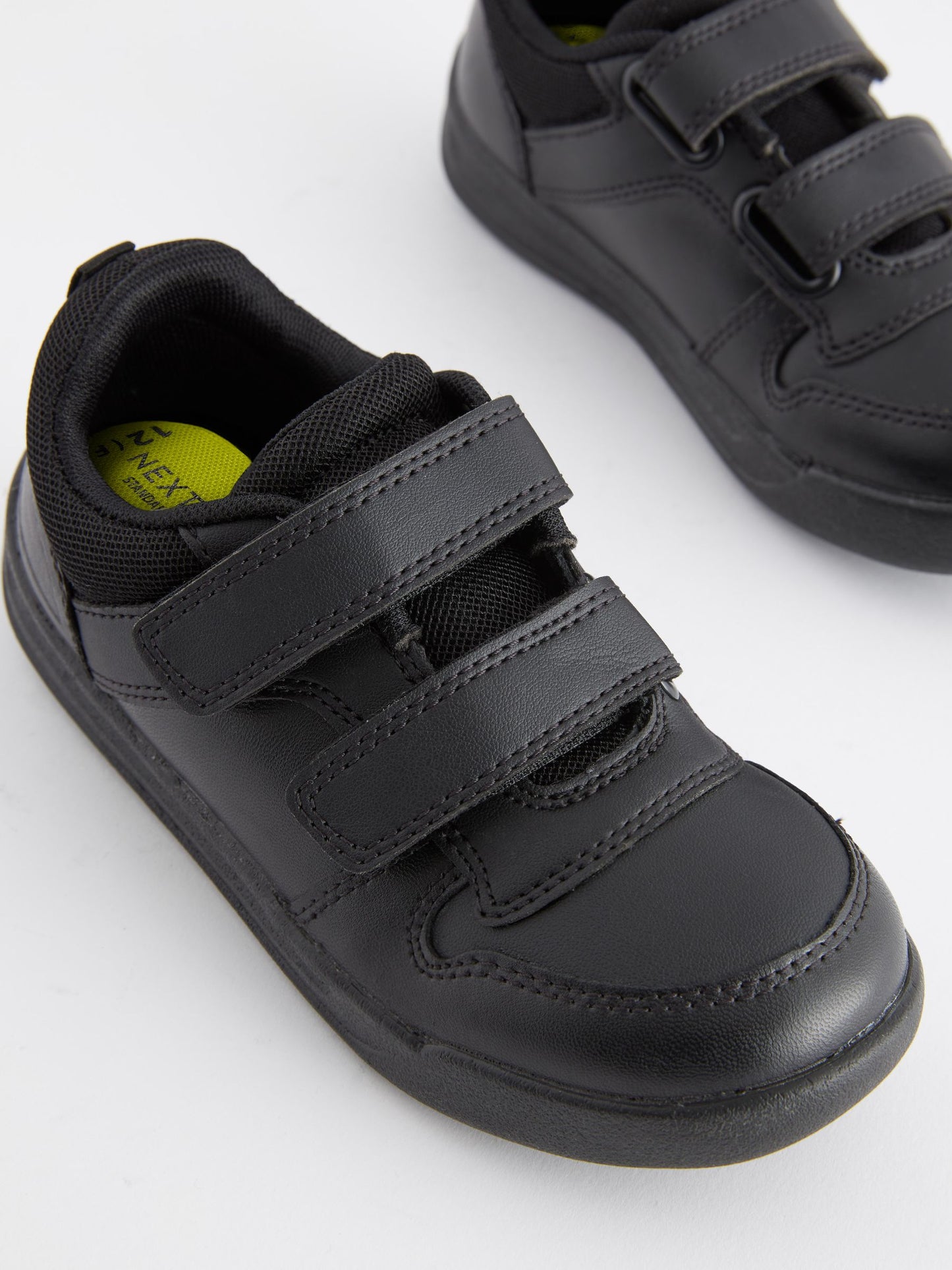 Black Standard Fit (F) Double Strap Touch Fastening School Trainers image 7