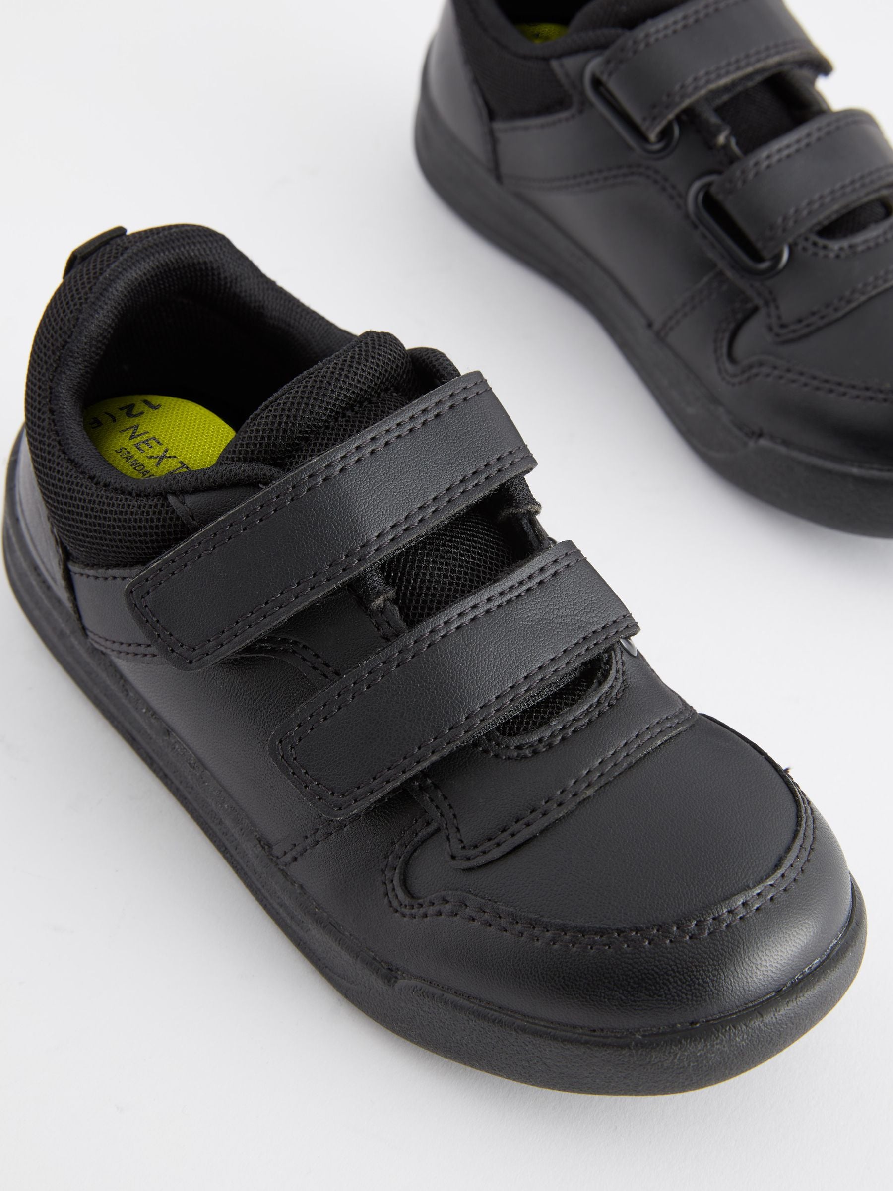 Black Standard Fit (F) Double Strap Touch Fastening School Trainers image 7