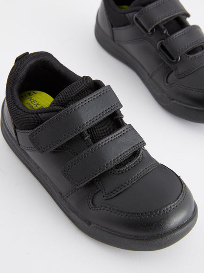 Black Standard Fit (F) Double Strap Touch Fastening School Trainers image 7