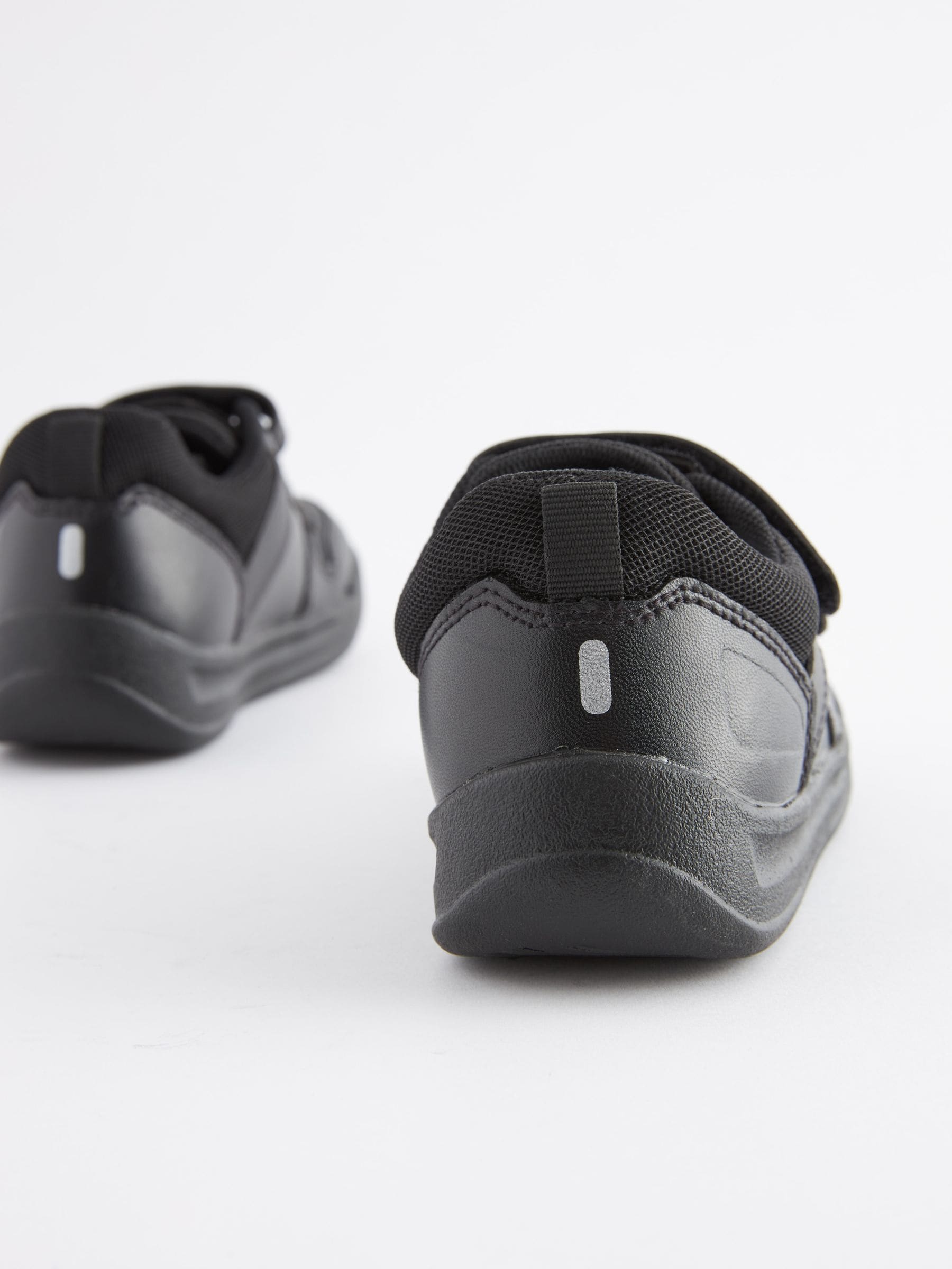 Black Standard Fit (F) Double Strap Touch Fastening School Trainers image 8
