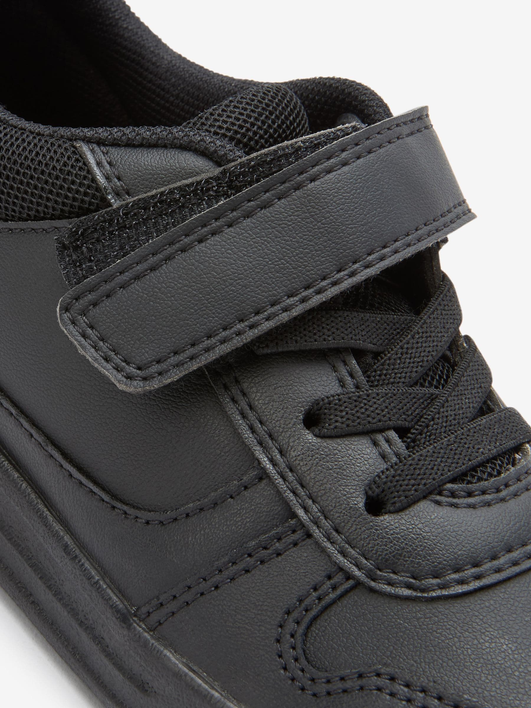 Black Standard Fit (F) Elastic Lace School Trainers image 10